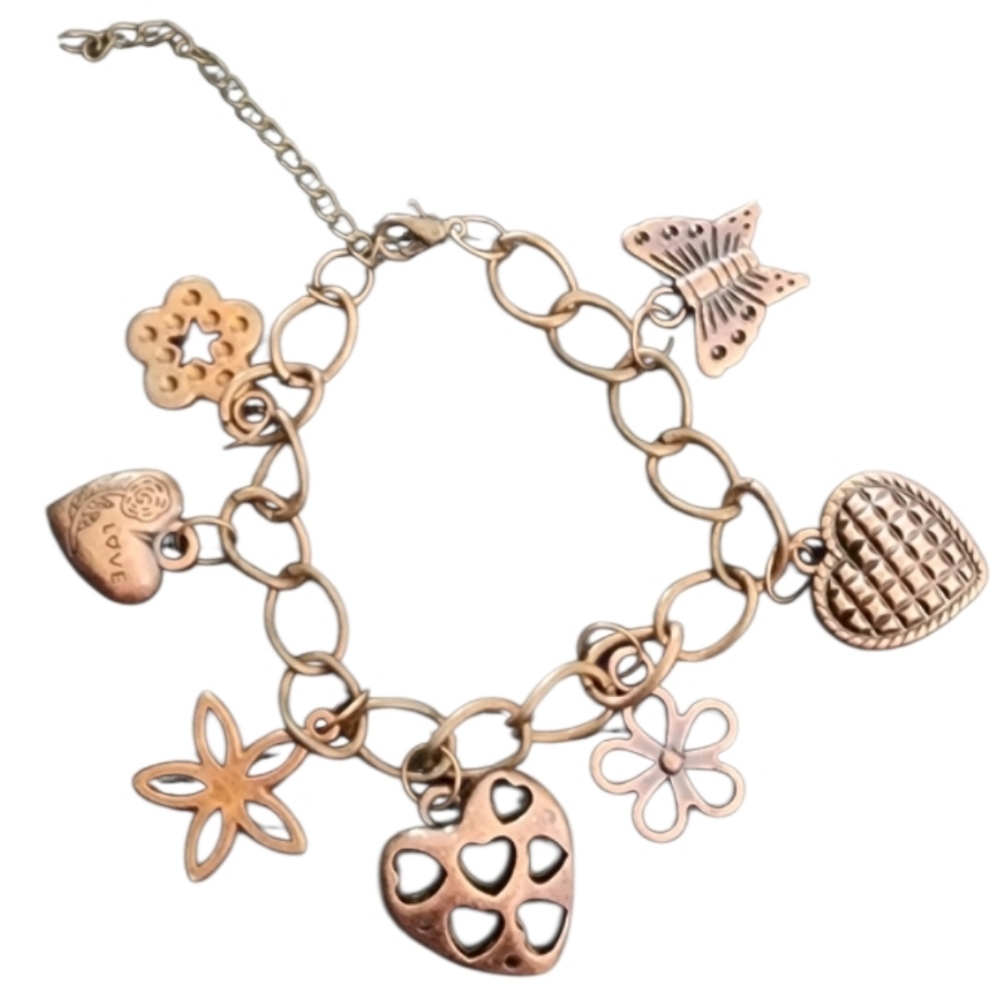 💥4 For $20💥Copper Bracelet with Heart and Butterfly Accents